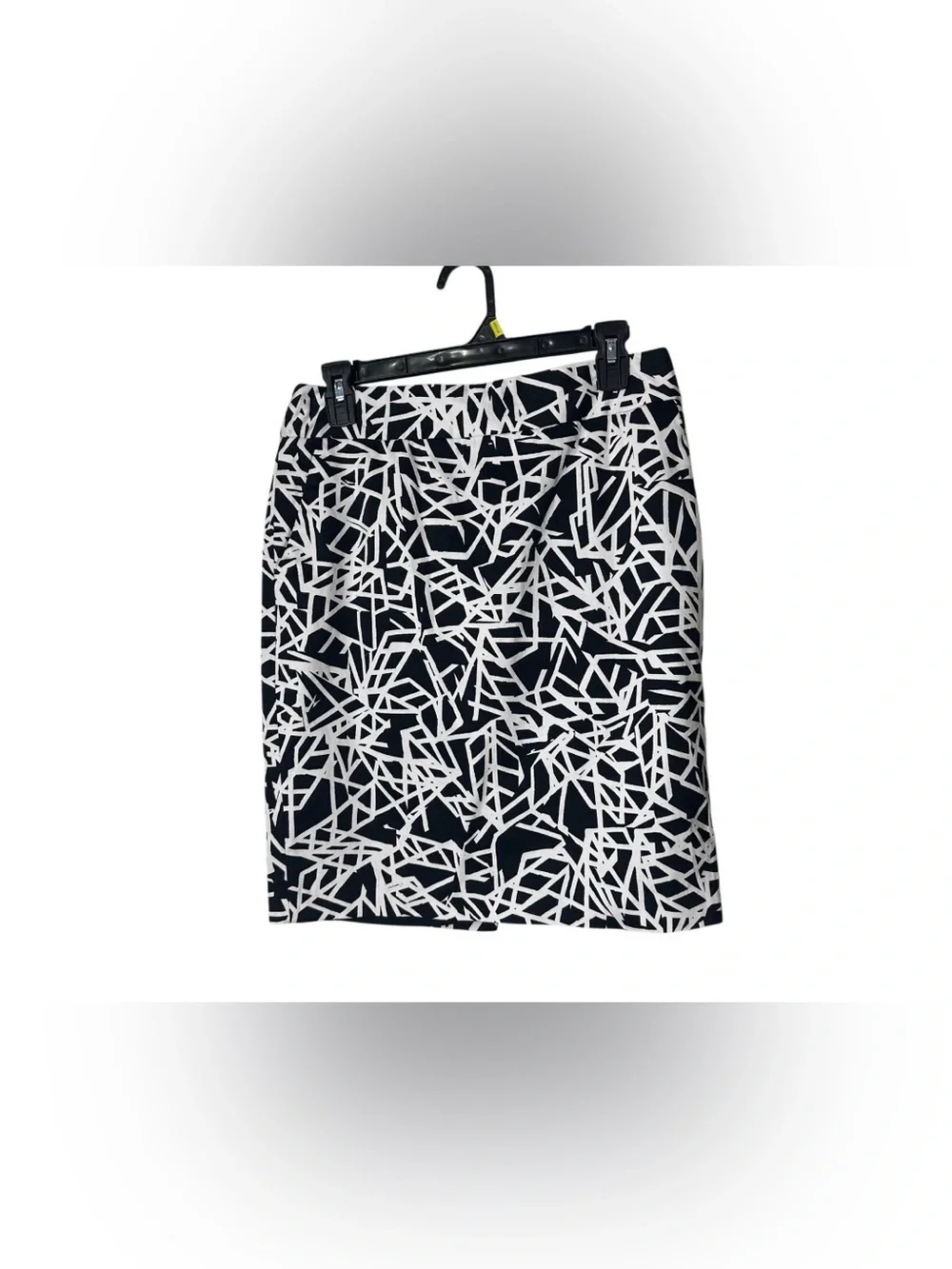 Calvin Klein Black and White Abstract Geometric Pencil Skirt